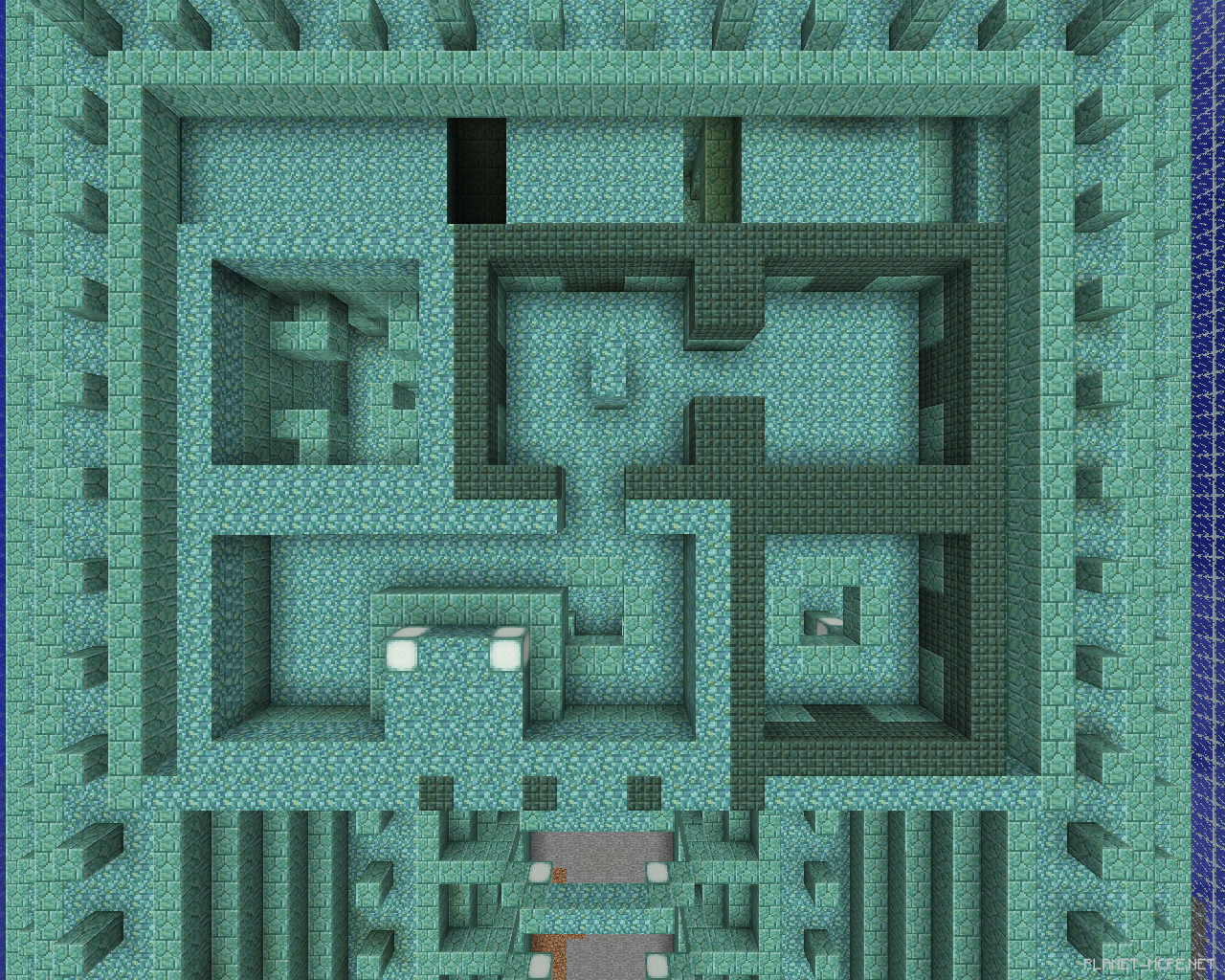 3 этаж подводной крепости Minecraft PE 1.26