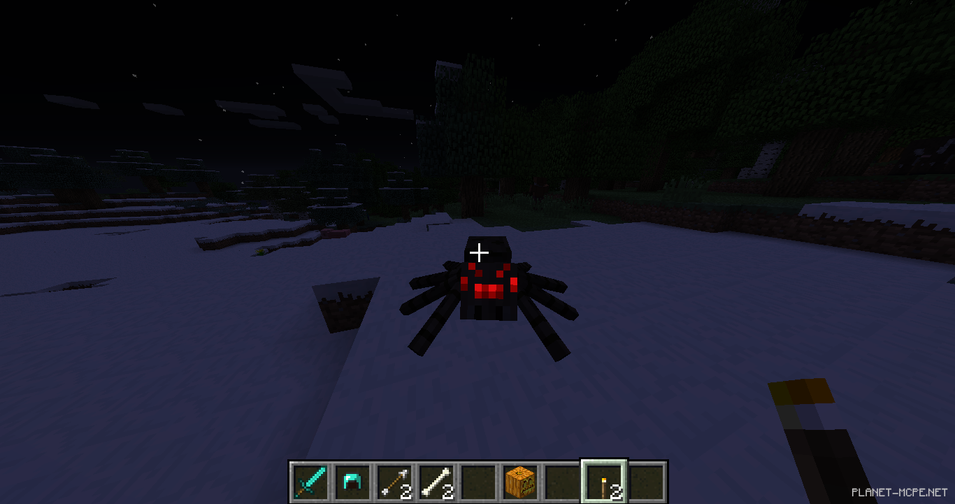 Глаза паука светятся в Minecraft PE 1.26