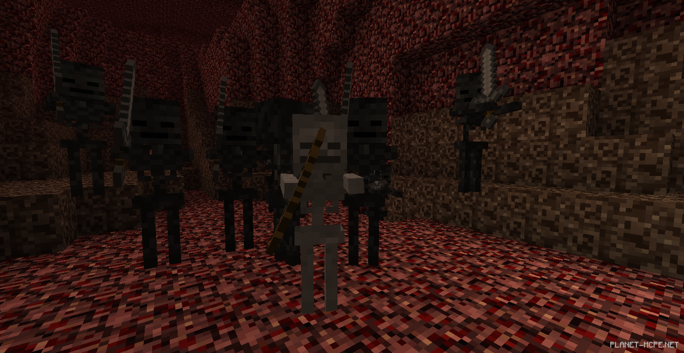 Эффект иссушения от скелета-иссушителя в Minecraft PE 1.26