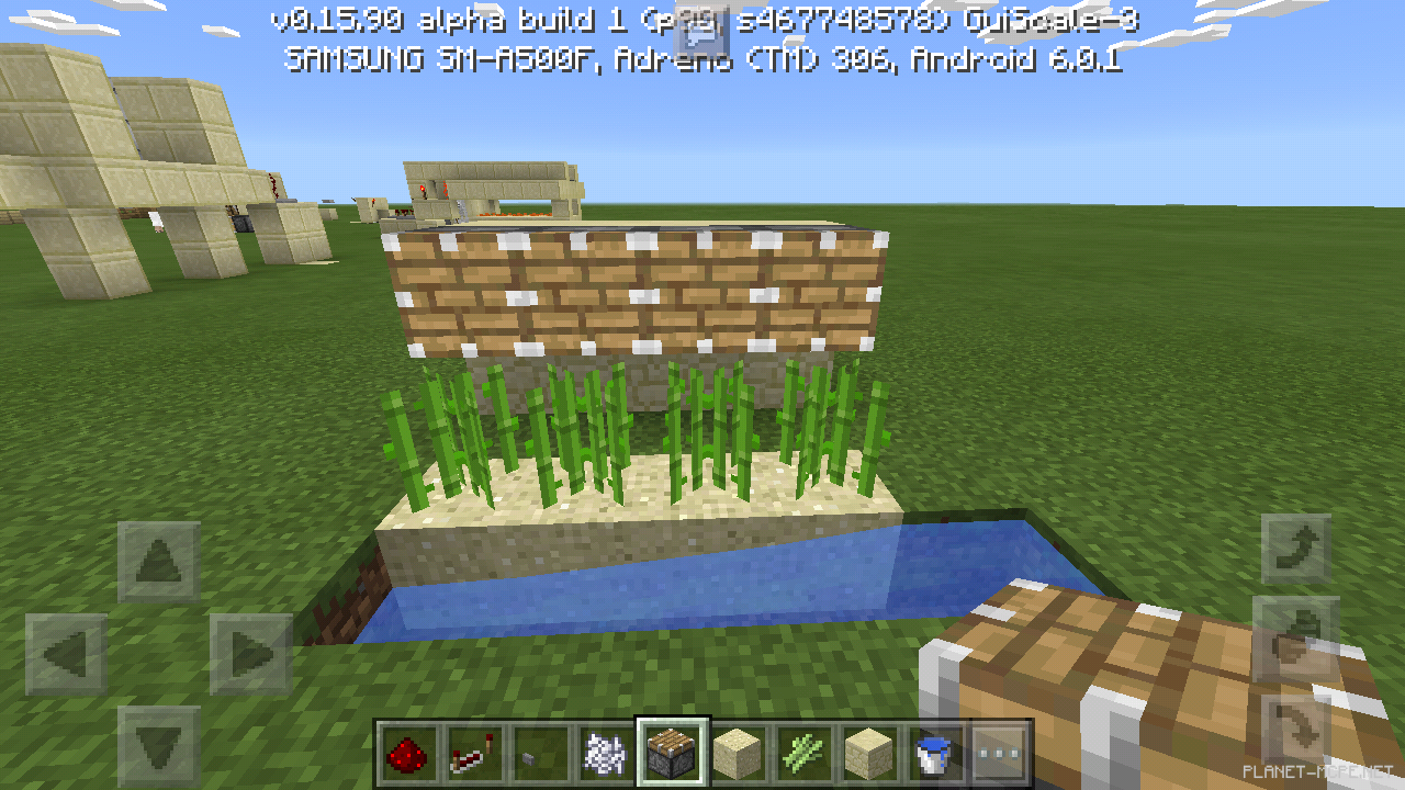 Редстоун-таймер для поршней в ферме тростника Minecraft PE 1.26