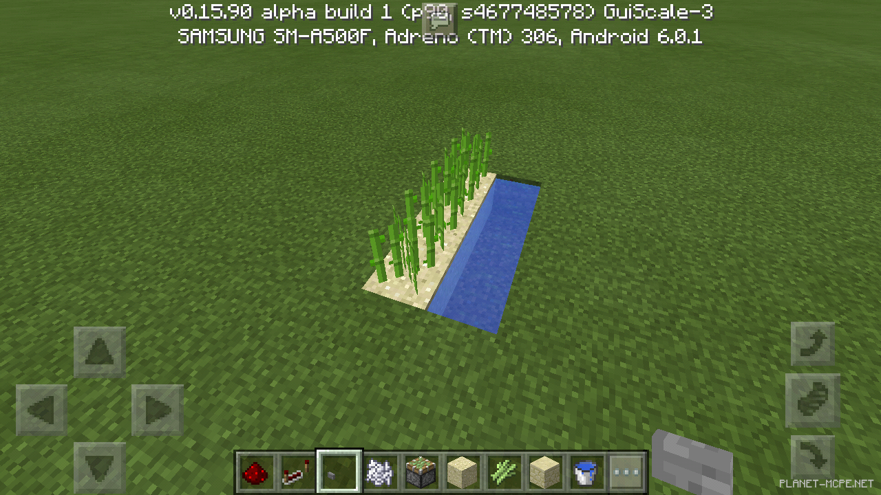 Посадка тростника в Minecraft PE 1.26