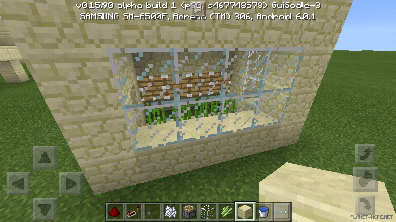 Готовая простая ферма тростника в Minecraft PE 1.26