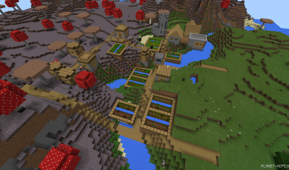 Деревня на грибном биоме с небольшим бонусом [0.15.x]