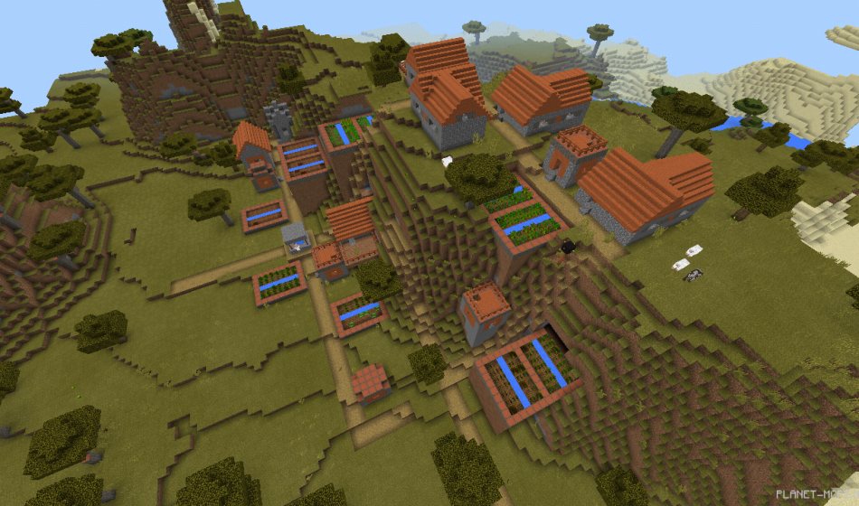 Деревня из красного дерева на склоне горы [0.16.1|0.16.0]