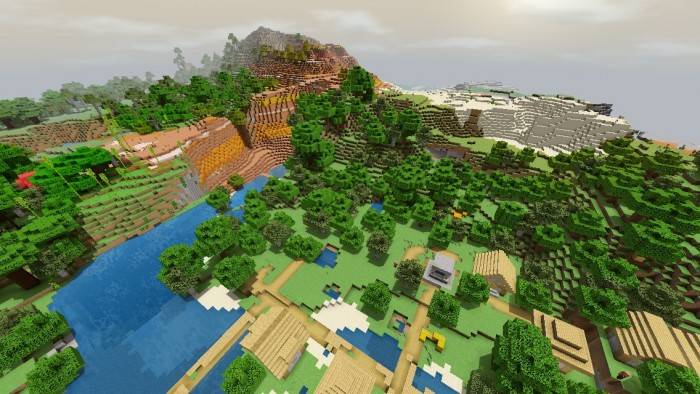 Лес рядом с горой | Сид Шесть биомов и деревня