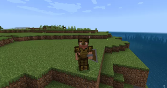 Вид на герое | Мод Деревянная броня