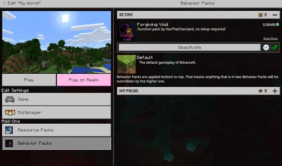 Настройки | Мод Прощающая пустота