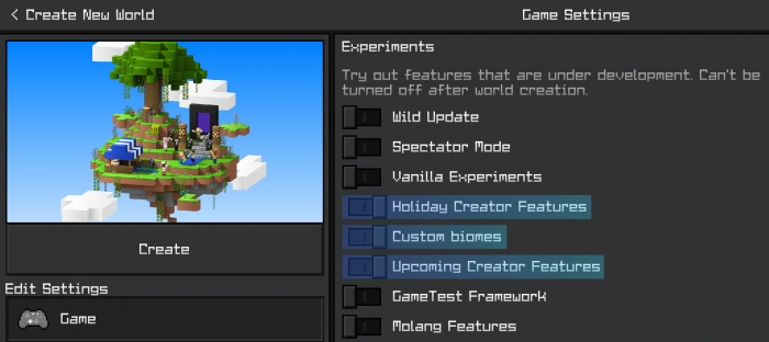 Экспериментальные настройки | Мод Не добавленный контент