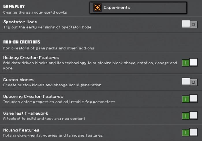Экспериментальные настройки | Мод Искажение мира