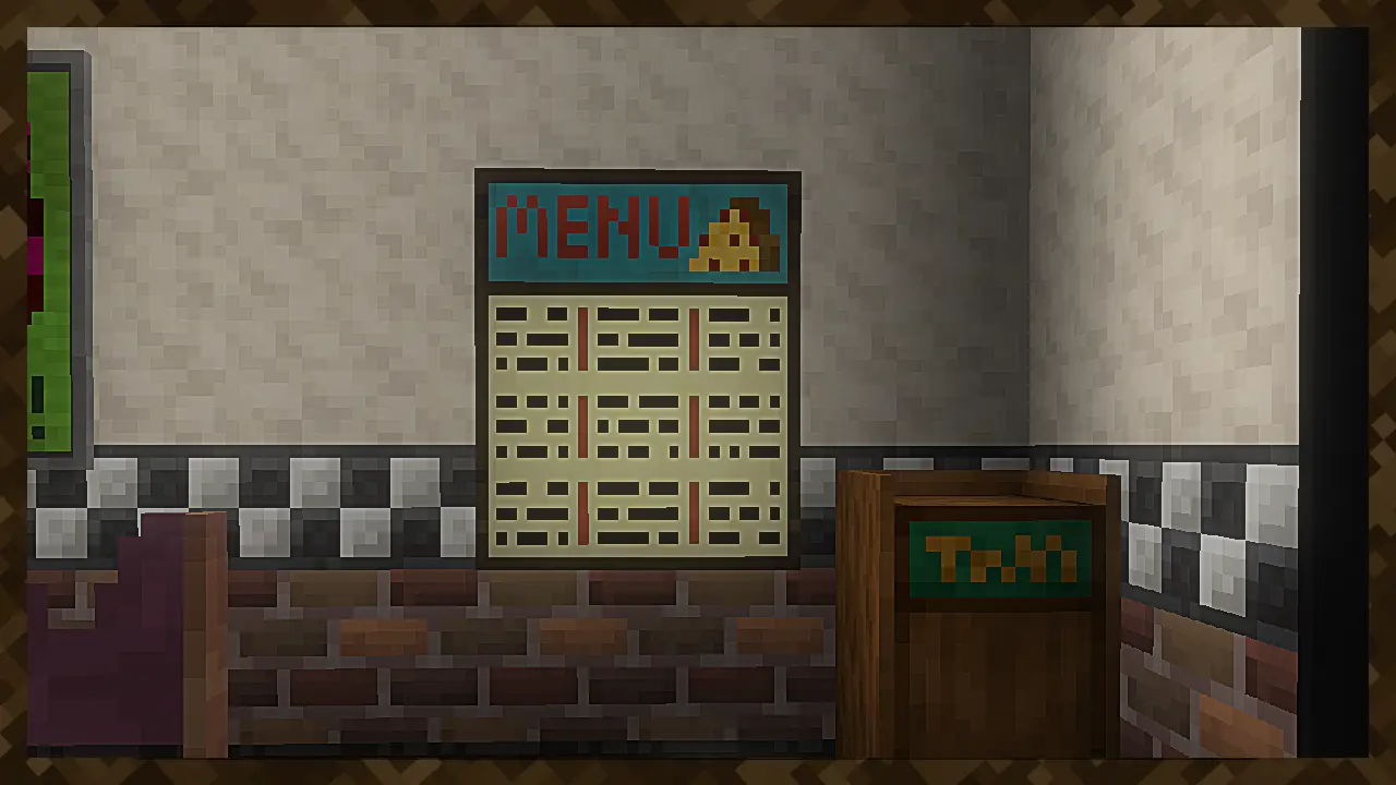 A long, slim menu